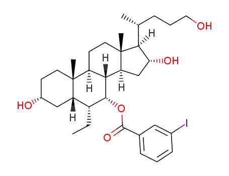 3α,16α,24-trihydroxy-6α-ethyl-7α-(3'-iodobenozyl)oxy-5β-cholane