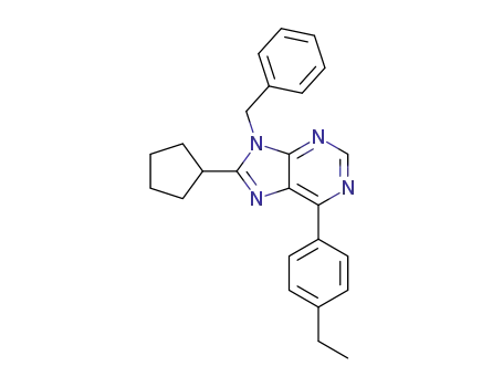 Molecular Structure of 1383484-01-2 (9-benzyl-8-cyclopentyl-6-(4-ethylphenyl)-9H-purine)