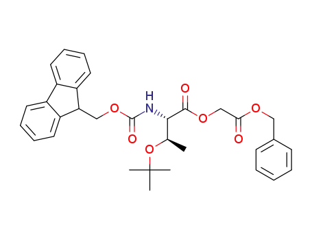 Molecular Structure of 1419234-23-3 (benzyloxycarbonylmethyl (2S,3R)-3-tertbutyloxy-2-(((9H-fluoren-9-ylmethoxy)carbonyl)amino)butanoate)