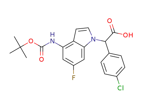 2-(4-(tert-butoxycarbonylamino)-6-fluoro-1H-indol-1-yl)-2-(4-chlorophenyl)acetic acid