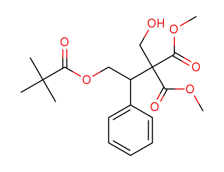 Molecular Structure of 1383105-29-0 (dimethyl 2-hydroxymethyl-2-(1-phenyl-2-pivaloyloxyethyl)malonate)
