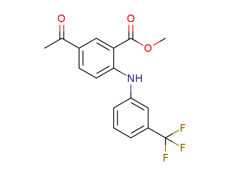 Molecular Structure of 1359967-83-1 (5-acetyl-2-(3-(trifluoromethyl)phenylamino)benzoic acid methyl ester)