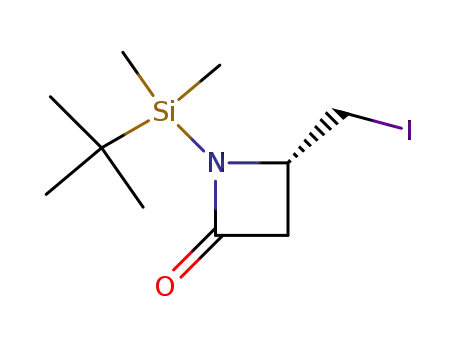 Molecular Structure of 74288-30-5 (2-Azetidinone, 1-[(1,1-dimethylethyl)dimethylsilyl]-4-(iodomethyl)-, (S)-)