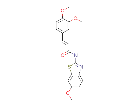Molecular Structure of 1415662-69-9 ((2E)-3-(3,4-dimethoxyphenyl)-N-(6-methoxy-1,3-benzothiazol-2-yl)acrylamide)