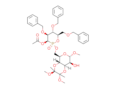 (2R,3R,4S,5S,6R)-4,5-bis(benzyloxy)-6-((benzyloxy)methyl)-2-(((2S,3S,4aR,5R,7S,8S,8aR)-8-hydroxy-2,3,7-trimethoxy-2,3-dimethylhexahydro-2Hpyrano[3,4-b][1,4]dioxin-5-yl)methoxy)-2-oxido-1,2-oxaphosphinan-3-yl acetate
