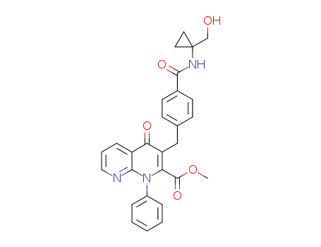 3-[4-(1-hydroxymethyl-cyclopropylcarbamoyl)-benzyl]-4-oxo-1-phenyl-1,4-dihydro-[1,8]naphthyridine-2-carboxylic acid methyl ester