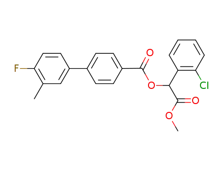 Molecular Structure of 1360002-24-9 (1-(2-chlorophenyl)-2-methoxy-2-oxoethyl 4'-fluoro-3'-methyl-[1,1'-biphenyl]-4-carboxylate)