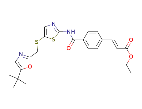 (E)-ethyl 3-(4-(5-((5-tert-butyloxazol-2-yl)methylthio)thiazol-2-yl-carbamoyl)phenyl)acrylate