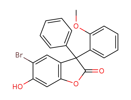 Molecular Structure of 1373335-32-0 (5-bromo-6-hydroxy-3-(2-methoxyphenyl)-3-phenylbenzofuran-2(3H)-one)