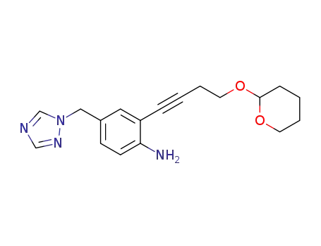 4-((1H-1,2,4-triazol-1-yl)methyl)-2-(4-(tetrahydro-2H-pyran-2-yloxy)but-1-ynyl)benzenamine