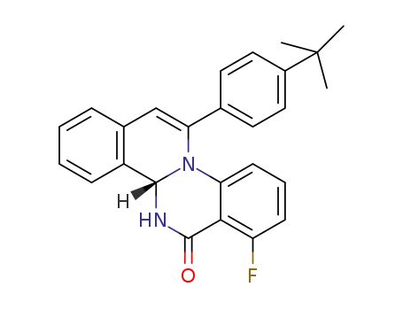 Molecular Structure of 1364406-25-6 ((S)-12-(4-tert-butylphenyl)-7-fluoro-4b,5-dihydroisoquinolino[2,1-a]quinazolin-6-one)