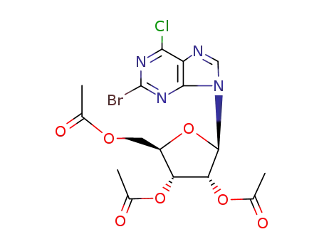 Molecular Structure of 40896-58-0 (6-Chloro-2-bromo-9-(2,3,5-tri-O-acetyl)-beta-D-ribofuranosyl-9H-purine)