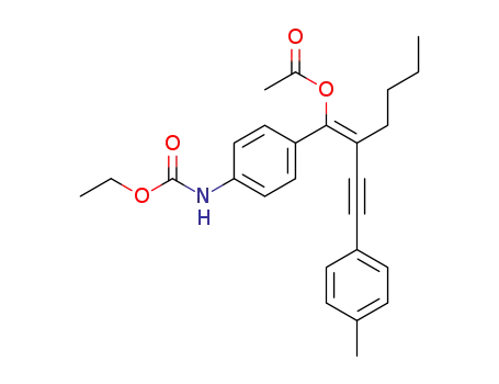 (E)-1-(4-((ethoxycarbonyl)amino)phenyl)-2-(p-tolylethynyl)hex-1-en-1-yl acetate