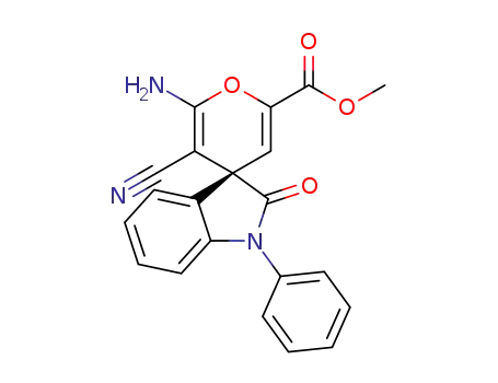 Molecular Structure of 1370462-64-8 ((R)-methyl 2'-amino-3'-cyano-2-oxo-1-phenylspiro[indoline-3,4'-pyran]-6'-carboxylate)