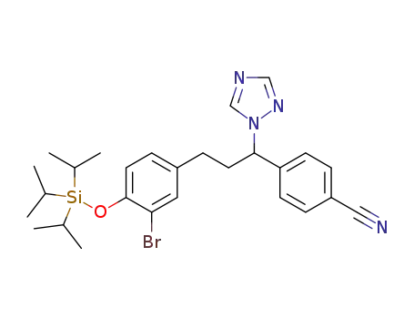 Molecular Structure of 1331740-68-1 (4-(3-(3-bromo-4-(triisopropylsilyloxy)phenyl)-1-(1H-1,2,4-triazol-1-yl)-propyl)benzonitrile)