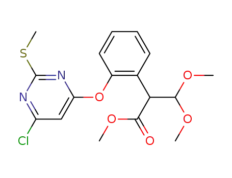 Molecular Structure of 1394124-26-5 (methyl 2-(2-(6-chloro-2-(methylthio)pyrimidin-4-yloxy)phenyl)-3,3-dimethoxypropanoate)