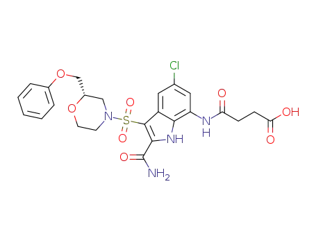 (S)-4-((2-carbamoyl-5-chloro-3-((2-(phenoxymethyl)morpholino)sulfonyl)-1H-indol-7-yl)amino)-4-oxobutanoic acid