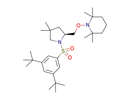 Molecular Structure of 1416916-81-8 ((S)-1-((1-((3,5-di-tert-butylphenyl)sulfonyl)-4,4-dimethylpyrrolidin-2-yl)methoxy)-2,2,6,6-tetramethylpiperidine)