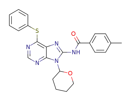 4-methyl-N-(6-(phenylthio)-9-(tetrahydro-2H-pyran-2-yl)-9H-purin-8-yl)benzamide