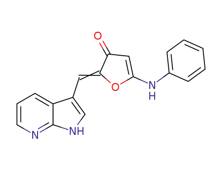 Molecular Structure of 1402057-46-8 (2-[(1H-pyrrolo[2,3-b]pyridin-3-yl)methylene]-5-(phenylamino)furan-3(2H)-one)