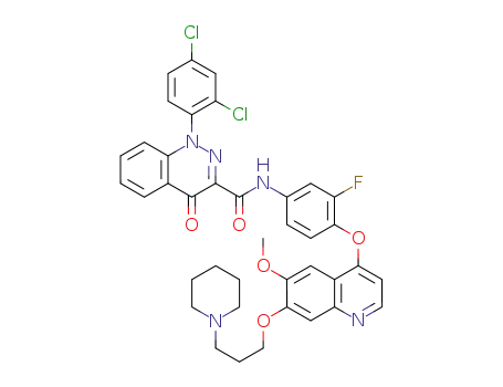 N-(3-fluoro-4-((6-methoxy-7-(3-(piperidin-1-yl)propoxy)quinolin-4-yl)oxy)phenyl)-1-(2,4-dichlorophenyl)-4-oxo-1,4-dihydrocinnoline-3-carboxamide