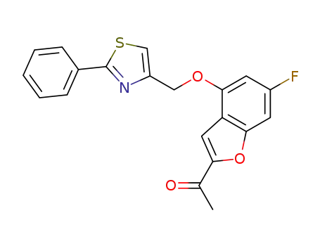 Molecular Structure of 1476848-13-1 (1-(6-fluoro-4-((2-phenylthiazol-4-yl)methoxy)benzofuran-2-yl)ethanone)
