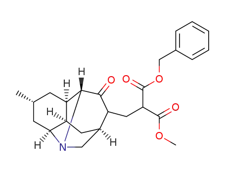 Molecular Structure of 1422437-40-8 (α-{(1S,3R,4S,6S,8R,9R,10R)-6-methyl-13-oxo-10-azatetracyclo[7.2.2.0<sup>3,8</sup>.0<sup>4,10</sup>]tridecan-12-yl}methyl malonic acid benzyl methyl ester)