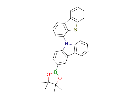 Molecular Structure of 1345143-35-2 (9-Dibenzothiophen-4-yl-3-(4,4,5,5-tetraMethyl-[1,3,2]dioxaborolan-2-yl)-9H-carbazole)