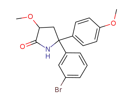 Molecular Structure of 1436712-97-8 (5-(3-bromophenyl)-3-methoxy-5-(4-methoxyphenyl)pyrrolidin-2-one)