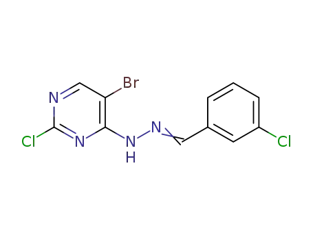 Molecular Structure of 1443042-19-0 (2-(3-chlorobenzylidene)-1-(5-bromo-2-chloropyrimidin-4-yl)hydrazine)