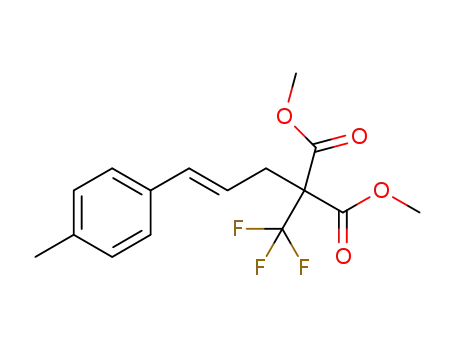 Molecular Structure of 1455396-80-1 ((E)-dimethyl 2-(3-(p-tolyl)allyl)-2-(trifluoromethyl)malonate)