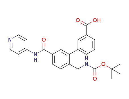 Molecular Structure of 1333400-90-0 (2'-(tert-butoxycarbonylamino-methyl)-5'-(pyridin-4-ylcarbamoyl)-biphenyl-3-carboxylic acid)