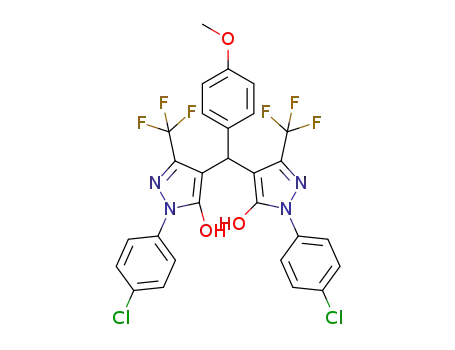 1-(4-chlorophenyl)-4-((1-(4-chlorophenyl)-3-(trifluoromethyl)-5-hydroxy-1H-pyrazol-4-yl)(4-methoxyphenyl)methyl)-3-(trifluoromethyl)-1H-pyrazol-5-ol