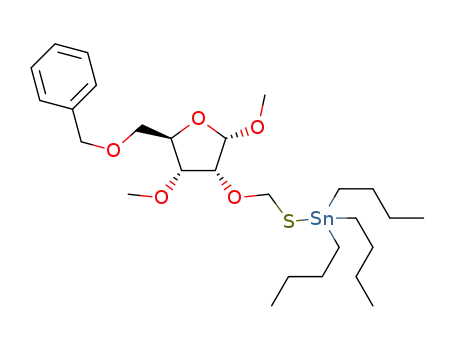 5-O-benzyl-1,3-O-dimethyl-2-O-tributylstannylmethylthio-α-D-ribo-furanose