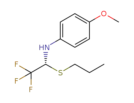 Molecular Structure of 1454268-32-6 ((R)-4-methoxy-N-(2,2,2-trifluoro-1-(propylthio)ethyl)aniline)