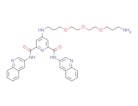 Molecular Structure of 1592668-43-3 (4-((3-(2-(2-(3-aminopropoxy)ethoxy)ethoxy)propyl)amino)-N<sub>2</sub>,N<sub>6</sub>-di(quinolin-3-yl)pyridine-2,6-dicarboxamide)