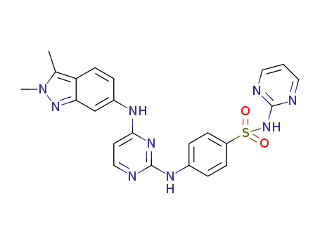 Molecular Structure of 1572439-08-7 (4-((4-((2,3-dimethyl-2H-indazol-6-yl)amino)pyrimidin-2-yl)amino)-N-(pyrimidin-2-yl)benzenesulfonamide)