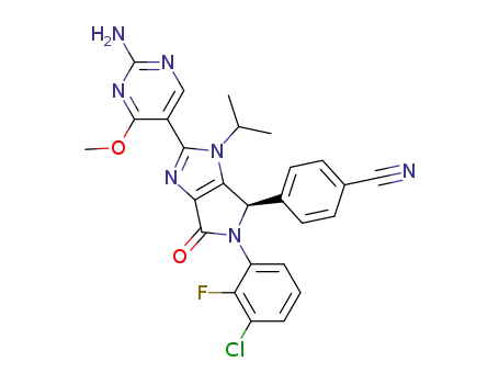 4-[(R)-2-(2-amino-4-methoxy-pyrimidin-5-yl)-5-(3-chloro-2-fluoro-phenyl)-3-isopropyl-6-oxo-3,4,5,6-tetrahydro-pyrrolo[3,4-d]imidazol-4-yl]-benzonitrile