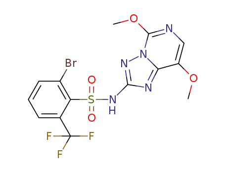 Molecular Structure of 1431291-87-0 (2-bromo-6-trifluoromethyl-N-(5,8-dimethoxy-1,2,4-triazolo[1,5-c]pyrimidine-2-yl)benzenesulfonamide)