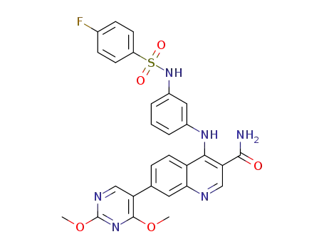 7-(2,4-dimethoxypyrimidin-5-yl)-4-((3-(4-fluorophenylsulfonamido)phenyl)amino)quinoline-3-carboxamide