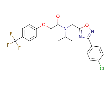Molecular Structure of 1401223-06-0 (N-((3-(4-chlorophenyl)-1,2,4-oxadiazol-5-yl)methyl)-N-isopropyl-2-(4-(trifluoromethyl)phenoxy)acetamide)
