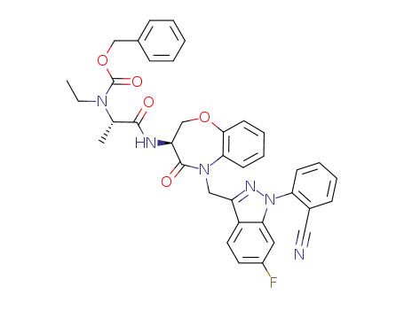 (S)-1-((S)-5-((1-(2-cyanophenyl)-6-fluoro-1H-indazol-3-yl)methyl)-4-oxo-2,3,4,5-tetrahydrobenzo[b][1,4]oxazepin-3-ylamino)-1-oxopropan-2-yl(ethyl)carbamate