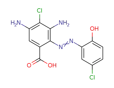 Molecular Structure of 1426244-78-1 (3,5-diamino-4-chloro-2-(2-hydroxy-5-chlorophenylazo)benzoic acid)