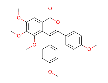 Molecular Structure of 1431884-36-4 (5,6,7-trimethoxy-3,4-bis(4-methoxyphenyl)isocoumarin)