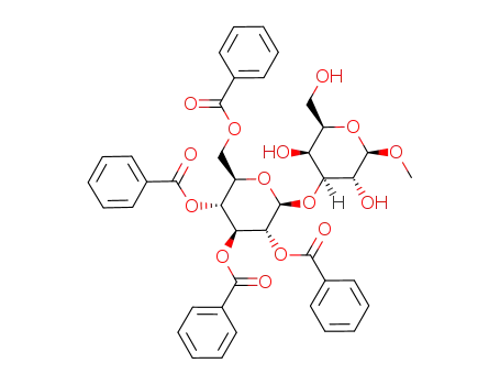 Molecular Structure of 1221265-07-1 (methyl 3-O-(2’,3’,4’,6’-tetra-O-benzoyl-β-D-glucopyranosyl)-β-D-galactopyranoside)