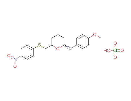 4-methoxy-N-(6-{[(4-nitrophenyl)-sulfanyl]methyl} tetrahydro-2H-pyran-2-ylidene)anilinium perchlorate