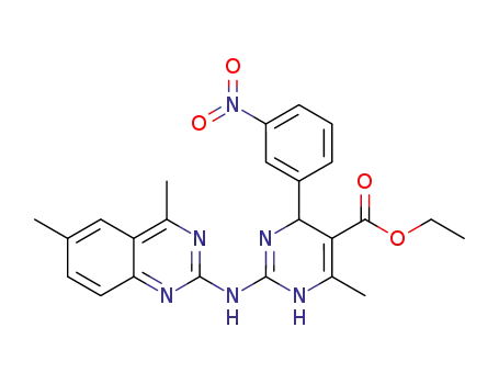 Molecular Structure of 1449242-50-5 (ethyl 2-(4.6-dimethylquinazolin-2-ylamino)-6-methyl-4-(3-nitrophenyl)-1,4-dihydropyrimidine-5-carboxylate)