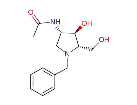 Molecular Structure of 868522-73-0 (N-((3S,4R,5S)-1-benzyl-4-hydroxy-5-(hydroxymethyl)pyrrolidin-3-yl)acetamide)