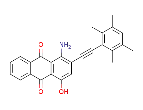 Molecular Structure of 1450664-35-3 (1-amino-4-hydroxy-2-[(2,3,5,6-tetramethylphenyl)ethynyl]-9,10-anthraquinone)