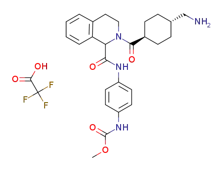 Molecular Structure of 1597575-44-4 (methyl 4-(2-((1r,4r)-4-(aminomethyl)cyclohexanecarbonyl)-1,2,3,4-tetrahydroisoquinoline-1-carboxamido)phenylcarbamate trifluoroacetate)